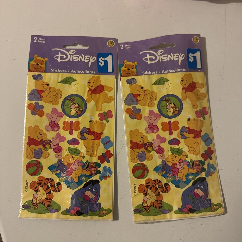 Vintage Winnie The Pooh Stickers 2 Pack Lot Sandy Lion Stickers Sealed